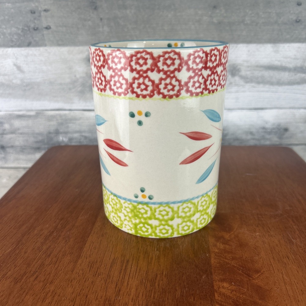 Temp-tations Old World Confetti Ceramic Utensil Holder Crock 6" Tall